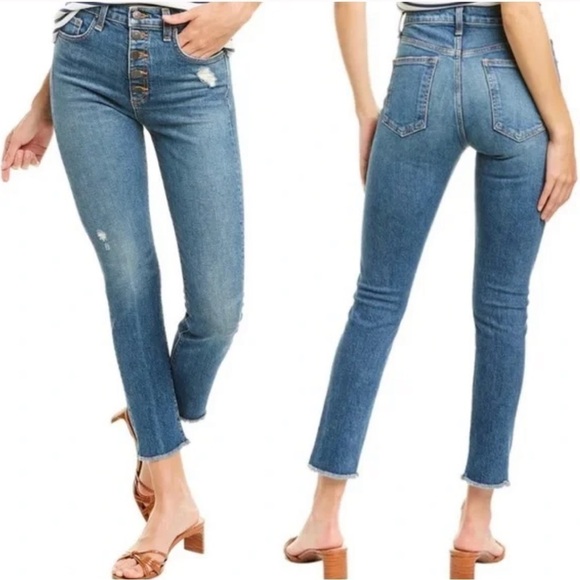 Veronica Beard Faye 11” Skinny Jeans Distressed Terrain - Picture 1 of 15